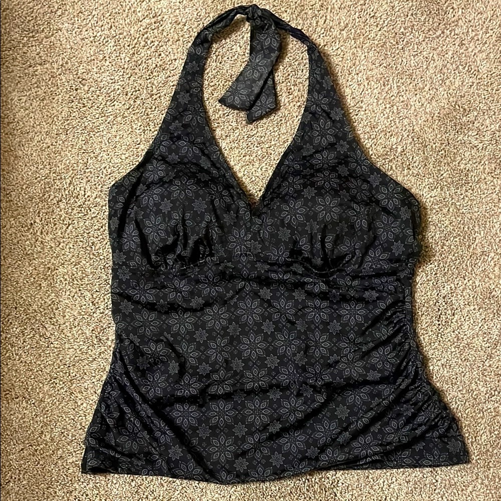 Tankini halter bathing suit top with built in bra